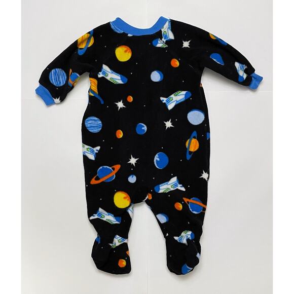 The Children’s Place Fuzzy Space Theme Fleece Zipper Footie Pajamas Size 0-3 M - Picture 3 of 7